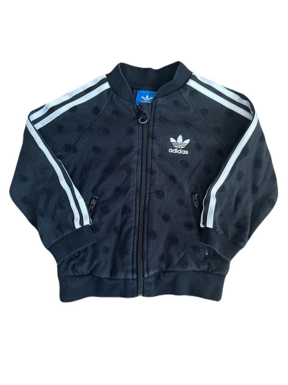 Adidas Black Polka Dot Jacket with White Logo